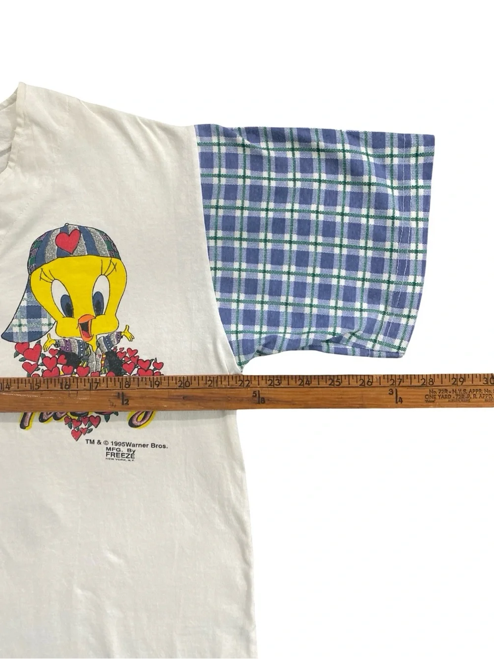 Vintage 90s Warner Bros Looney Tunes Tweety White Baseball Jersey Size Large